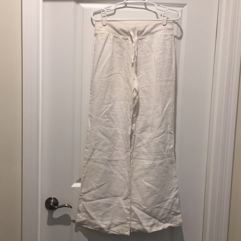Bella Dahl White Linen Drawstring Pants - NEW